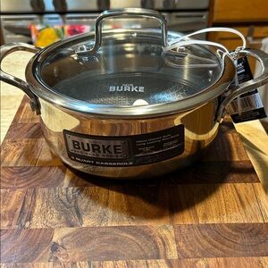 David Burke Stainless Steel Covered Casserole Pot new with tag 3qt